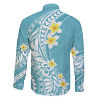 Hawaii Aloha Family Matching Off Shoulder Long Sleeve Dress and Hawaiian Shirt Plumeria Vintage - Turquoise LT7 - Polynesian Pride