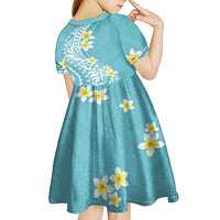Hawaii Aloha Kid Short Sleeve Dress Plumeria Vintage - Turquoise LT7 - Polynesian Pride