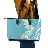 Hawaii Aloha Leather Tote Bag Plumeria Vintage - Turquoise LT7 - Polynesian Pride