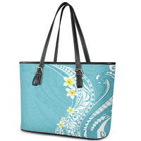 Hawaii Aloha Leather Tote Bag Plumeria Vintage - Turquoise LT7 - Polynesian Pride