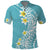 Hawaii Aloha Polo Shirt Plumeria Vintage - Turquoise LT7 Turquoise - Polynesian Pride