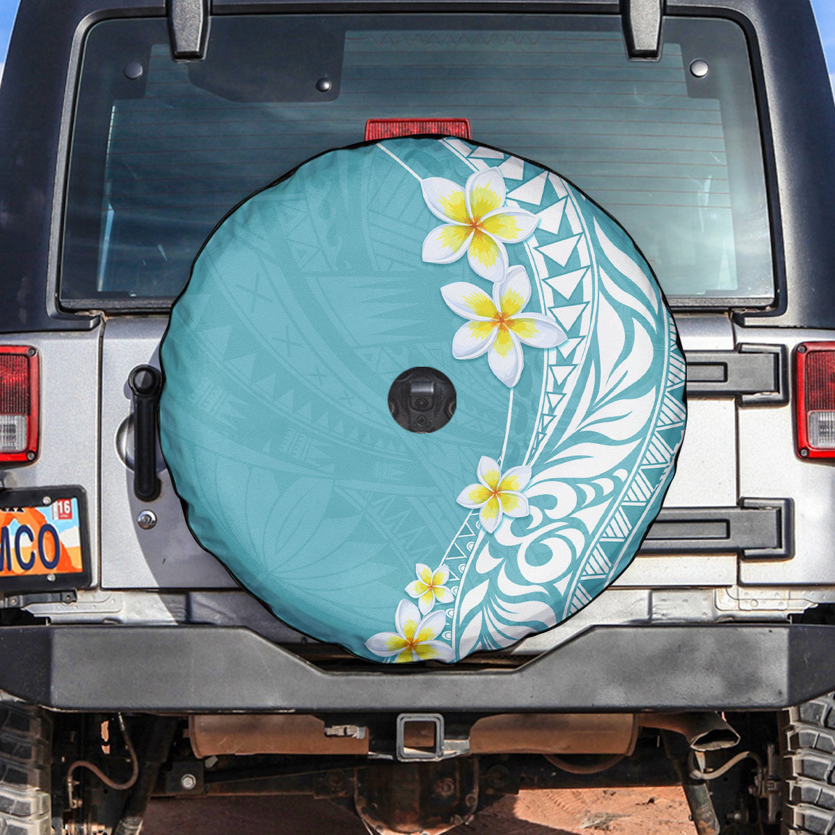Hawaii Aloha Spare Tire Cover Plumeria Vintage - Turquoise LT7 - Polynesian Pride
