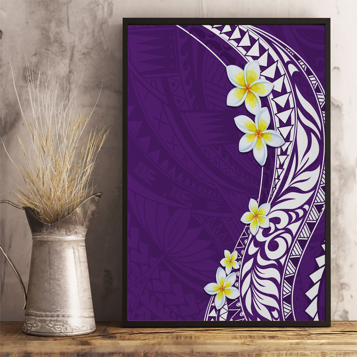 Hawaii Aloha Canvas Wall Art Plumeria Vintage - Violet LT7 - Polynesian Pride