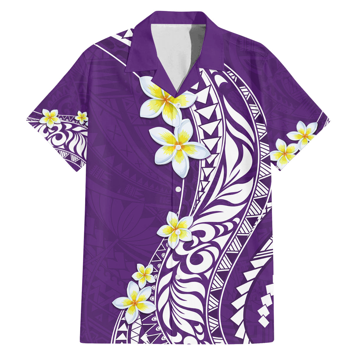 Hawaii Aloha Family Matching Mermaid Dress and Hawaiian Shirt Plumeria Vintage - Violet LT7 Dad's Shirt - Short Sleeve Violet - Polynesian Pride