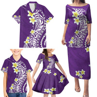 Hawaii Aloha Family Matching Puletasi Dress and Hawaiian Shirt Plumeria Vintage - Violet LT7 - Polynesian Pride