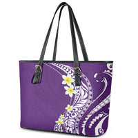 Hawaii Aloha Leather Tote Bag Plumeria Vintage - Violet LT7 - Polynesian Pride