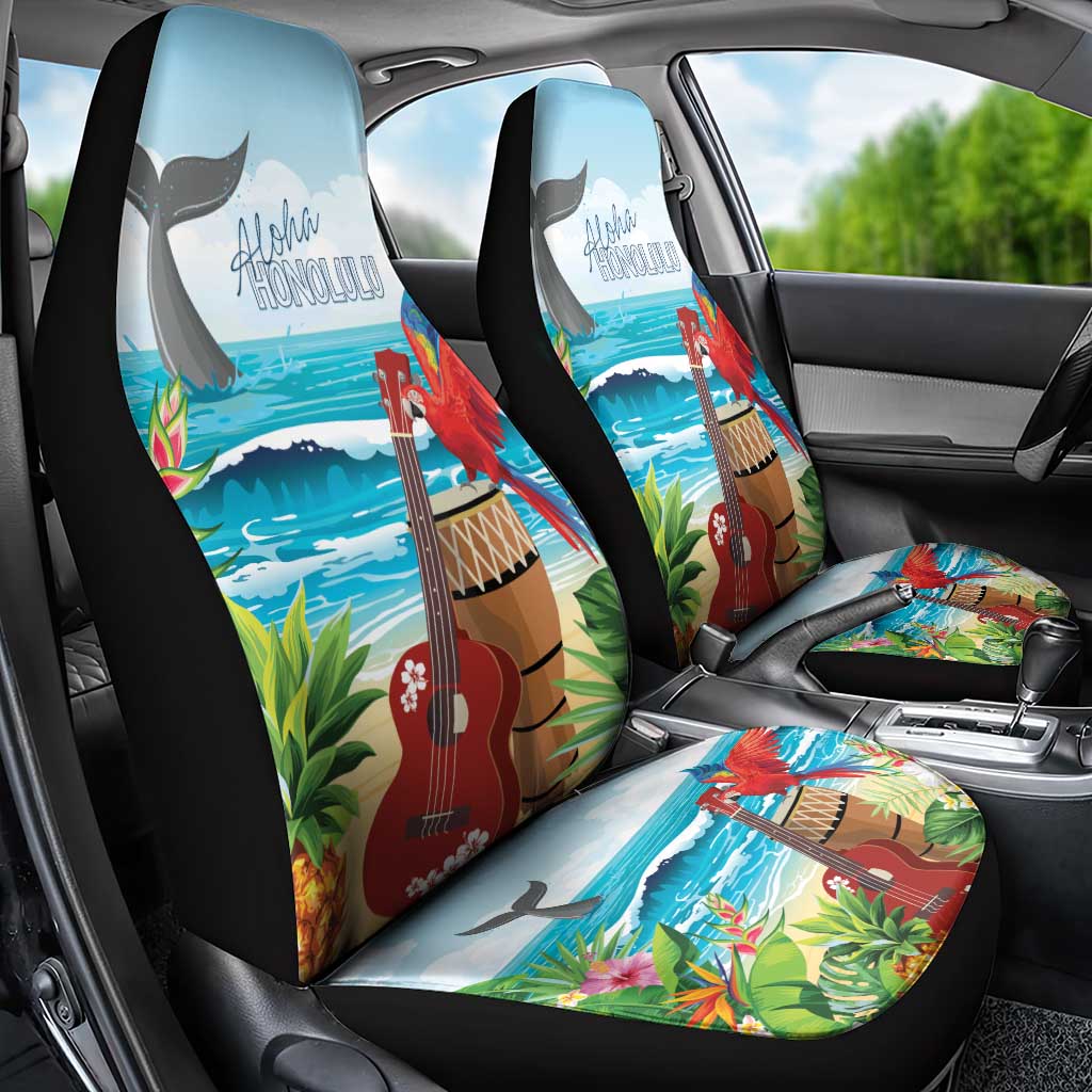 Aloha Honolulu Festival Car Seat Cover Ukulele By The Shore