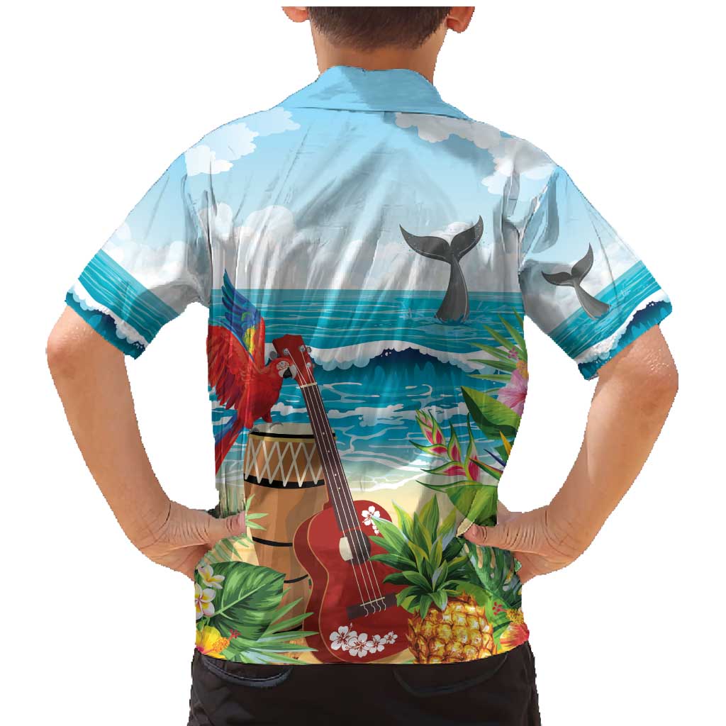 Aloha Honolulu Festival Family Matching Mermaid Dress and Hawaiian Shirt Ukulele By The Shore