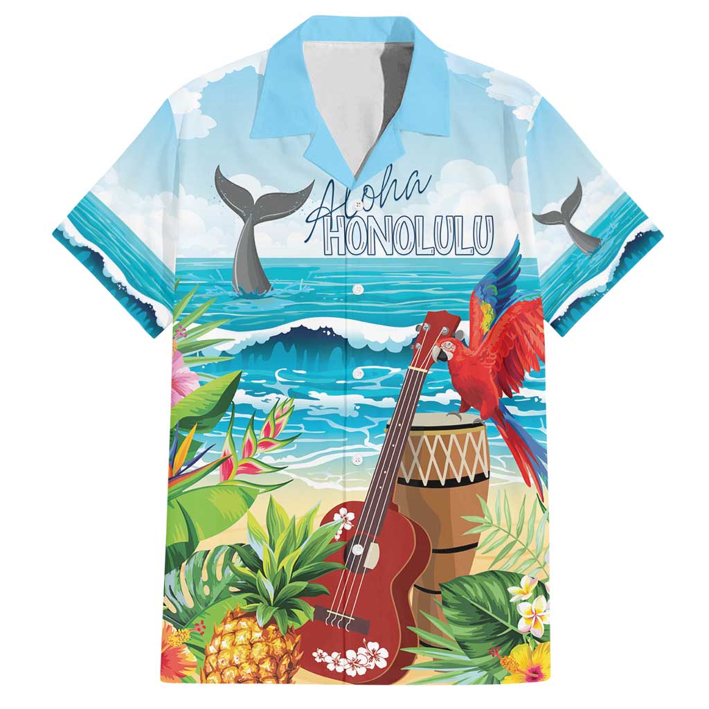 Aloha Honolulu Festival Family Matching Tank Maxi Dress and Hawaiian Shirt Ukulele By The Shore
