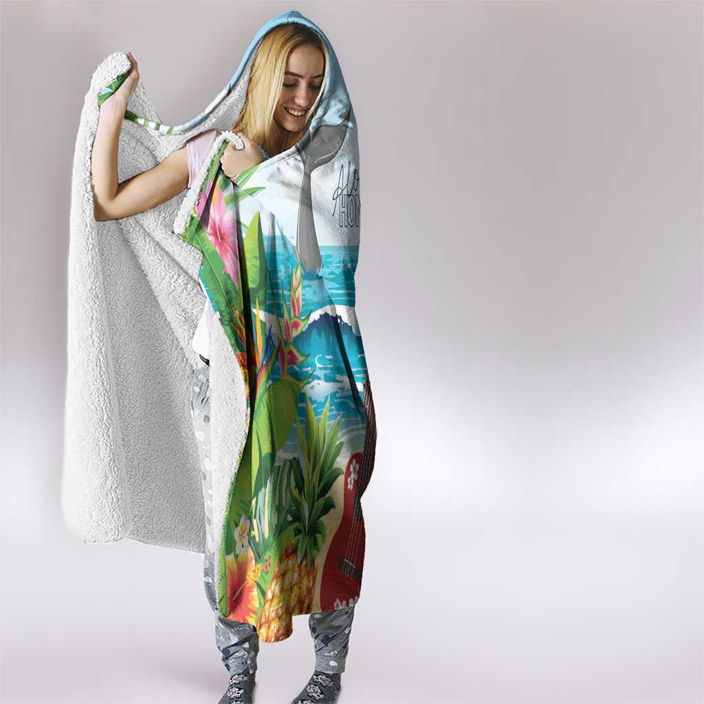 Aloha Honolulu Festival Hooded Blanket Ukulele By The Shore