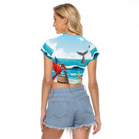 Aloha Honolulu Festival Raglan Cropped T Shirt Ukulele By The Shore LT7 - Polynesian Pride