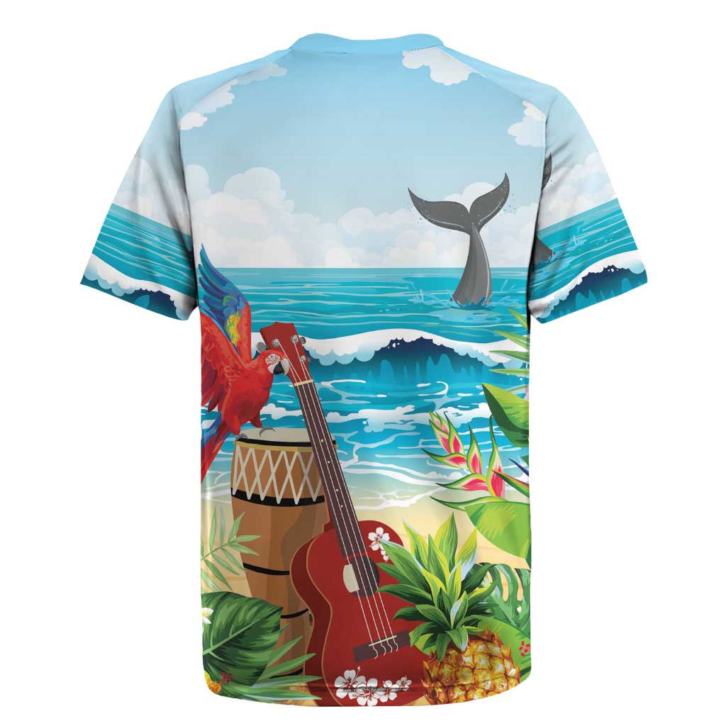 Aloha Honolulu Festival Rugby Jersey Ukulele By The Shore