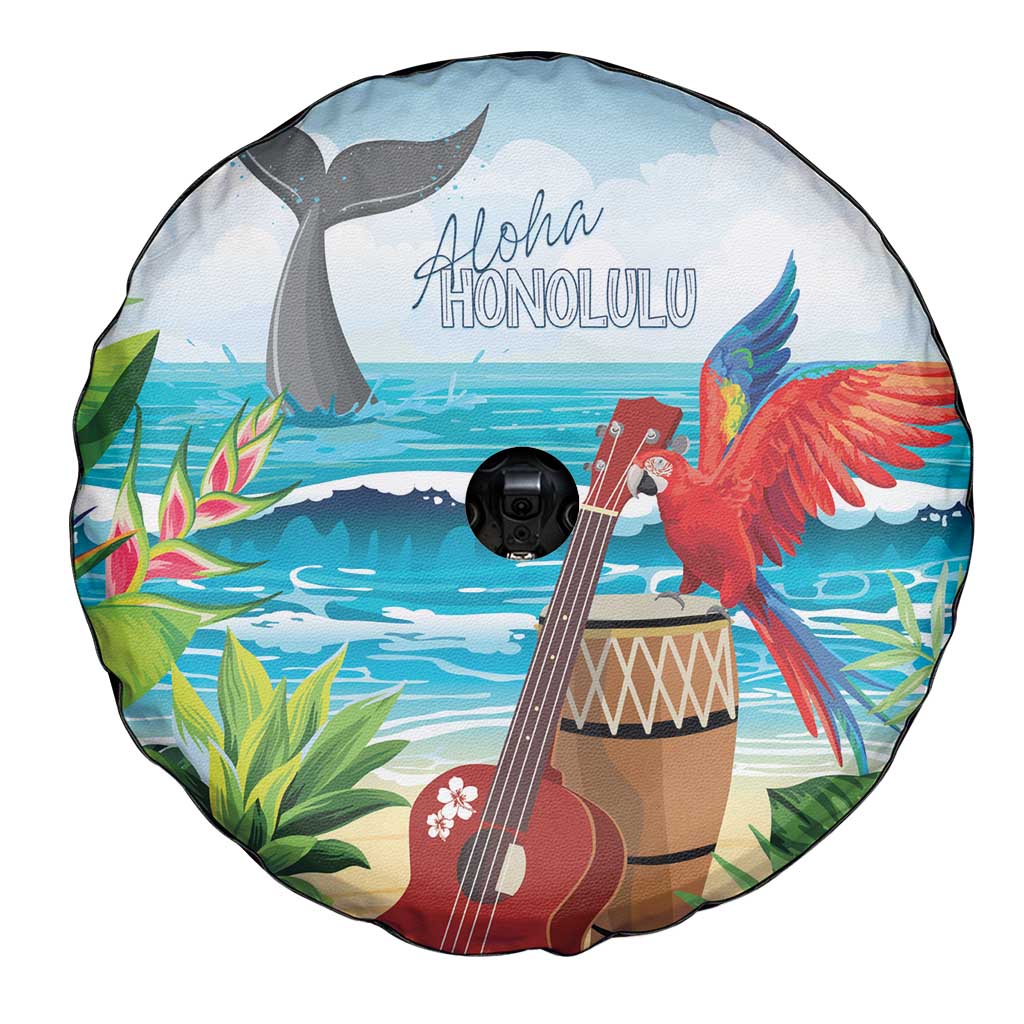 Aloha Honolulu Festival Spare Tire Cover Ukulele By The Shore