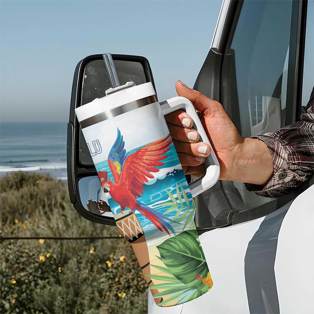 Aloha Honolulu Festival Tumbler With Handle Ukulele By The Shore