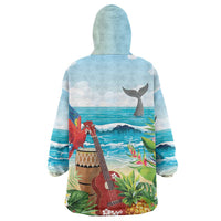 Aloha Honolulu Festival Wearable Blanket Hoodie Ukulele By The Shore