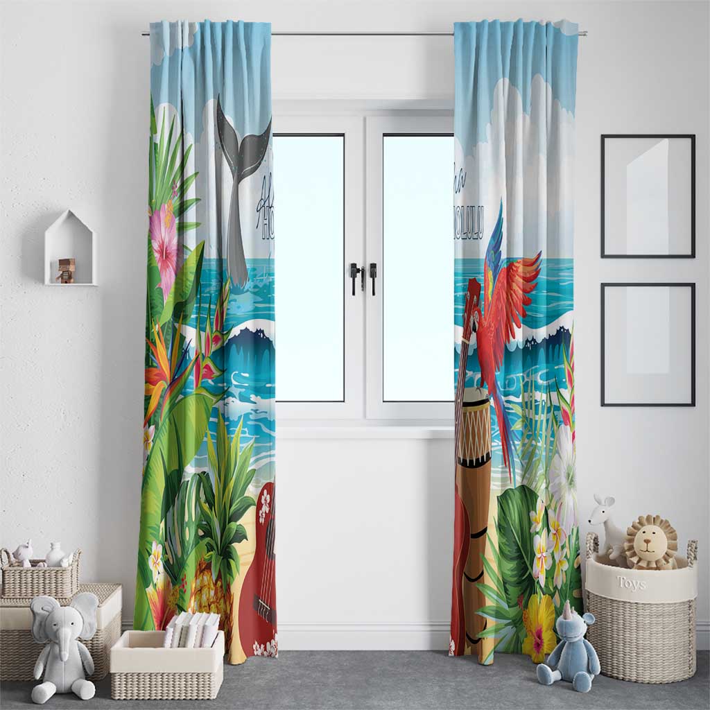 Aloha Honolulu Festival Window Curtain Ukulele By The Shore