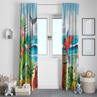 Aloha Honolulu Festival Window Curtain Ukulele By The Shore