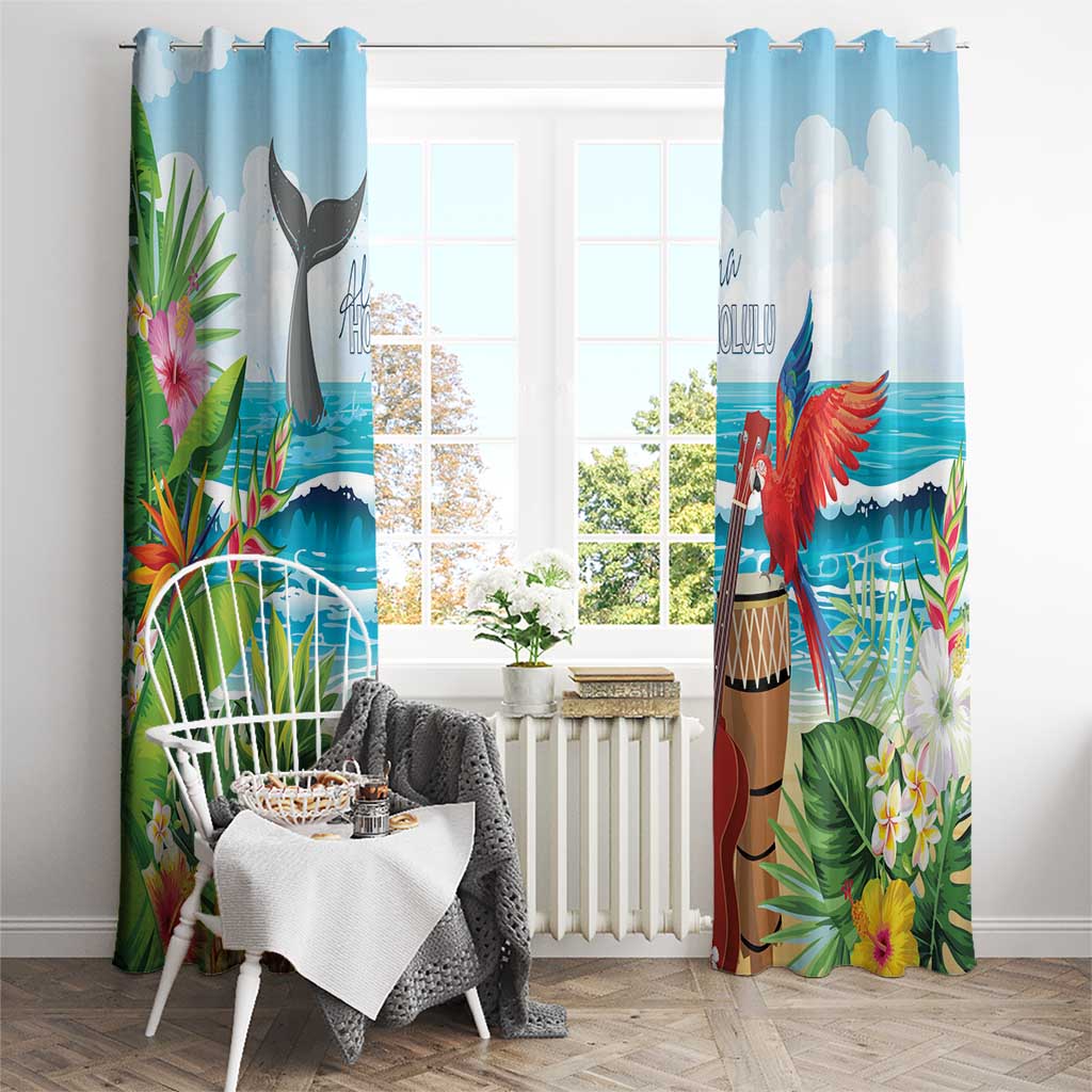 Aloha Honolulu Festival Window Curtain Ukulele By The Shore