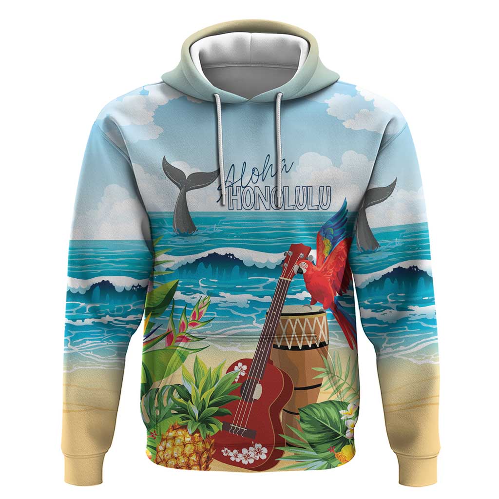 Aloha Honolulu Festival Zip Hoodie Ukulele By The Shore