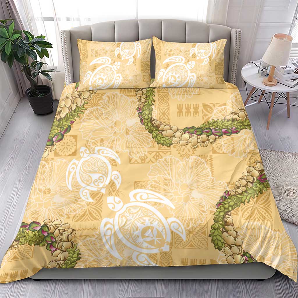 Aloha Honolulu Festival Bedding Set Hawaii Kapa Mix Flowers Lei