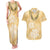 Aloha Honolulu Festival Couples Matching Tank Maxi Dress and Hawaiian Shirt Hawaii Kapa Mix Flowers Lei