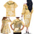 Aloha Honolulu Festival Family Matching Off The Shoulder Long Sleeve Dress and Hawaiian Shirt Hawaii Kapa Mix Flowers Lei