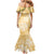 Aloha Honolulu Festival Mermaid Dress Hawaii Kapa Mix Flowers Lei