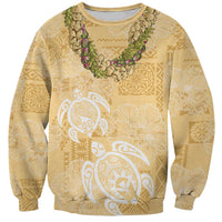 Aloha Honolulu Festival Sweatshirt Hawaii Kapa Mix Flowers Lei