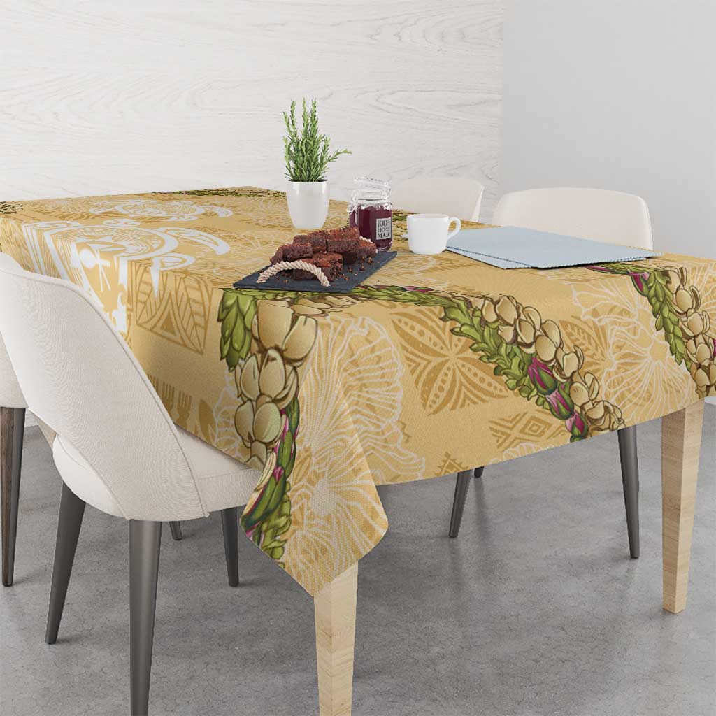 Aloha Honolulu Festival Tablecloth Hawaii Kapa Mix Flowers Lei