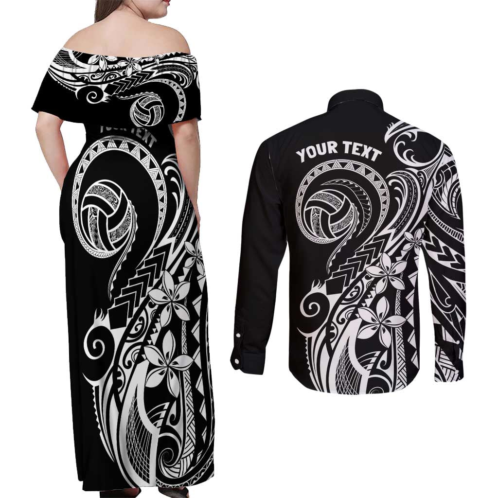 Polynesia Beach Volleyball Personalized Couples Matching Off Shoulder Maxi Dress and Long Sleeve Button Shirt Basic