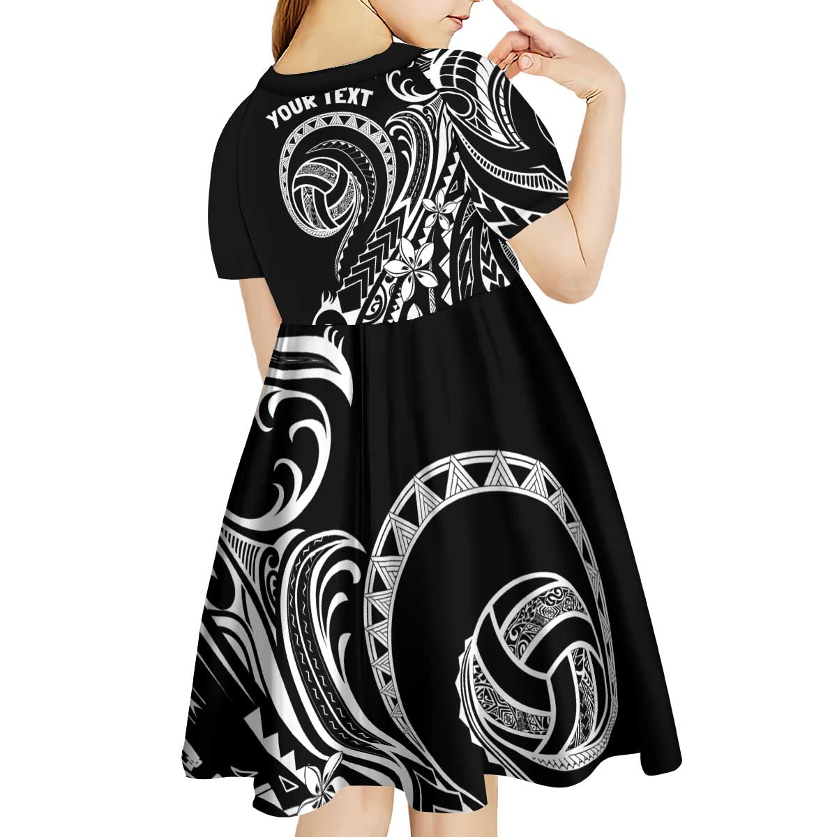 Polynesia Beach Volleyball Personalized Kid Short Sleeve Dress Basic