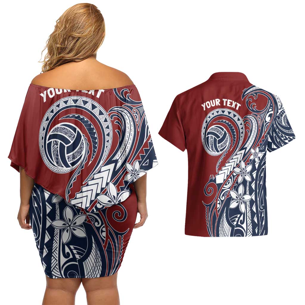 Polynesia Beach Volleyball Personalized Couples Matching Off Shoulder Short Dress and Hawaiian Shirt Special