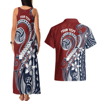 Polynesia Beach Volleyball Personalized Couples Matching Tank Maxi Dress and Hawaiian Shirt Special