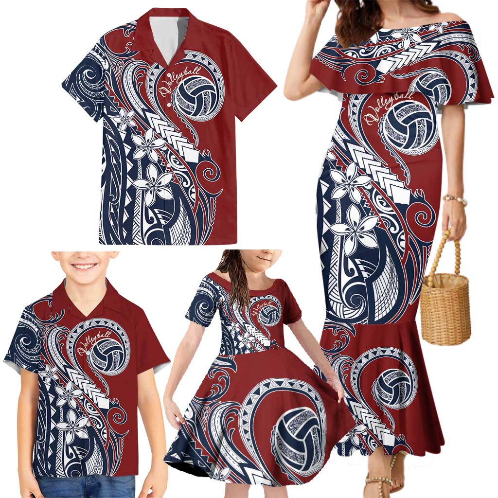 Polynesia Beach Volleyball Personalized Family Matching Mermaid Dress and Hawaiian Shirt Special