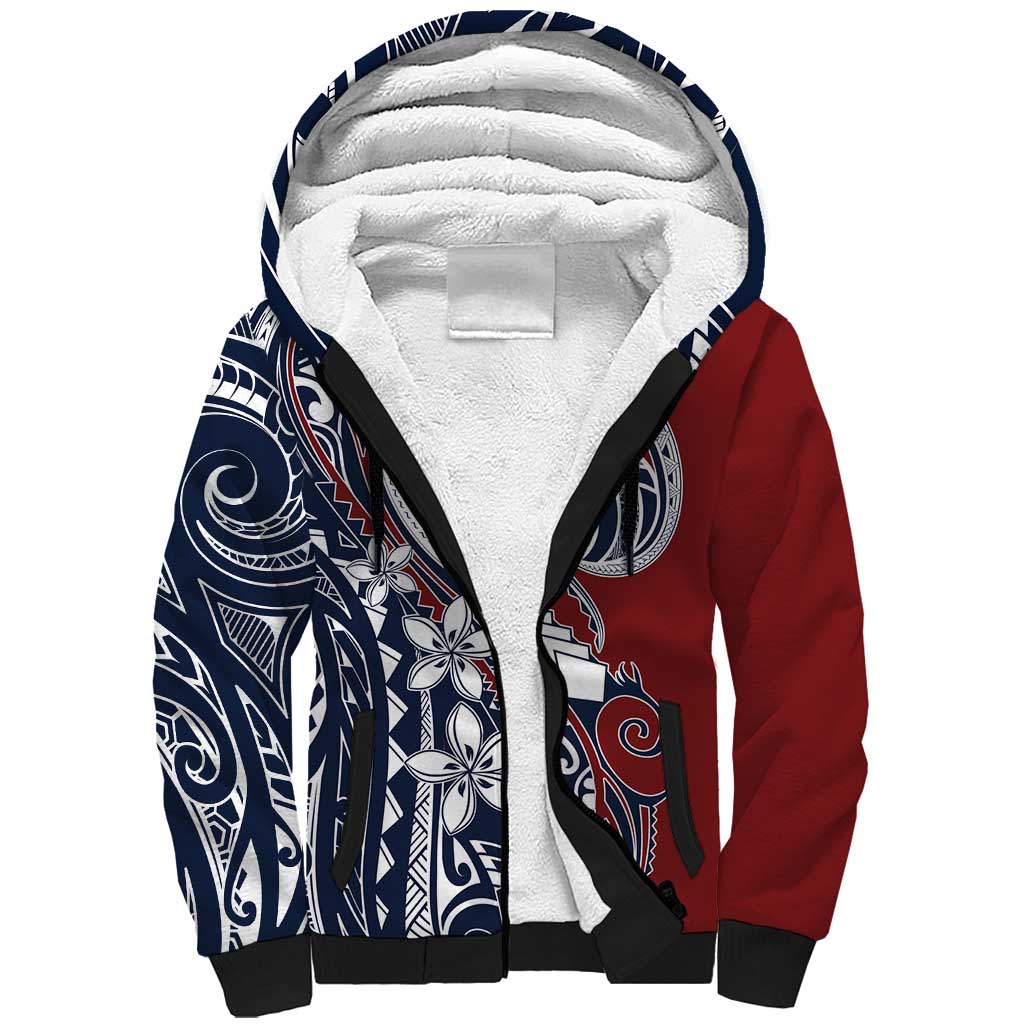 Polynesia Beach Volleyball Personalized Sherpa Hoodie Special LT7 Unisex Red Blue - Polynesian Pride