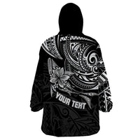 Personalised Father's Day Polynesian Wearable Blanket Hoodie Best Dad Ever - Black LT7 - Polynesian Pride