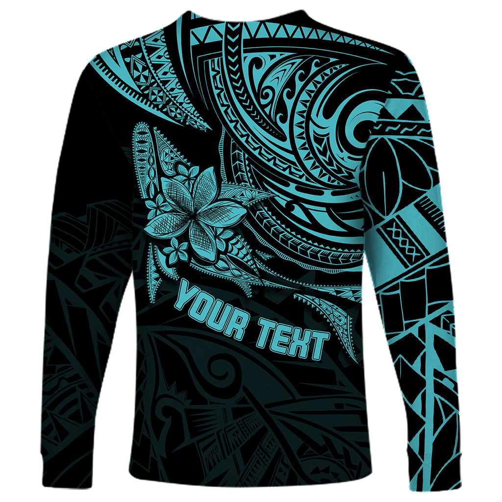 Personalised Father's Day Polynesian Long Sleeve Shirt Best Dad Ever - Turquoise LT7 - Polynesian Pride