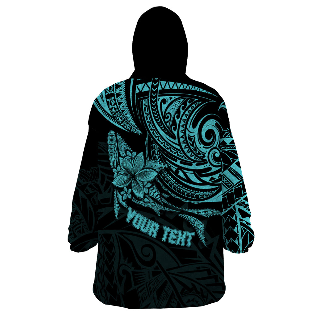 Personalised Father's Day Polynesian Wearable Blanket Hoodie Best Dad Ever - Turquoise LT7 - Polynesian Pride