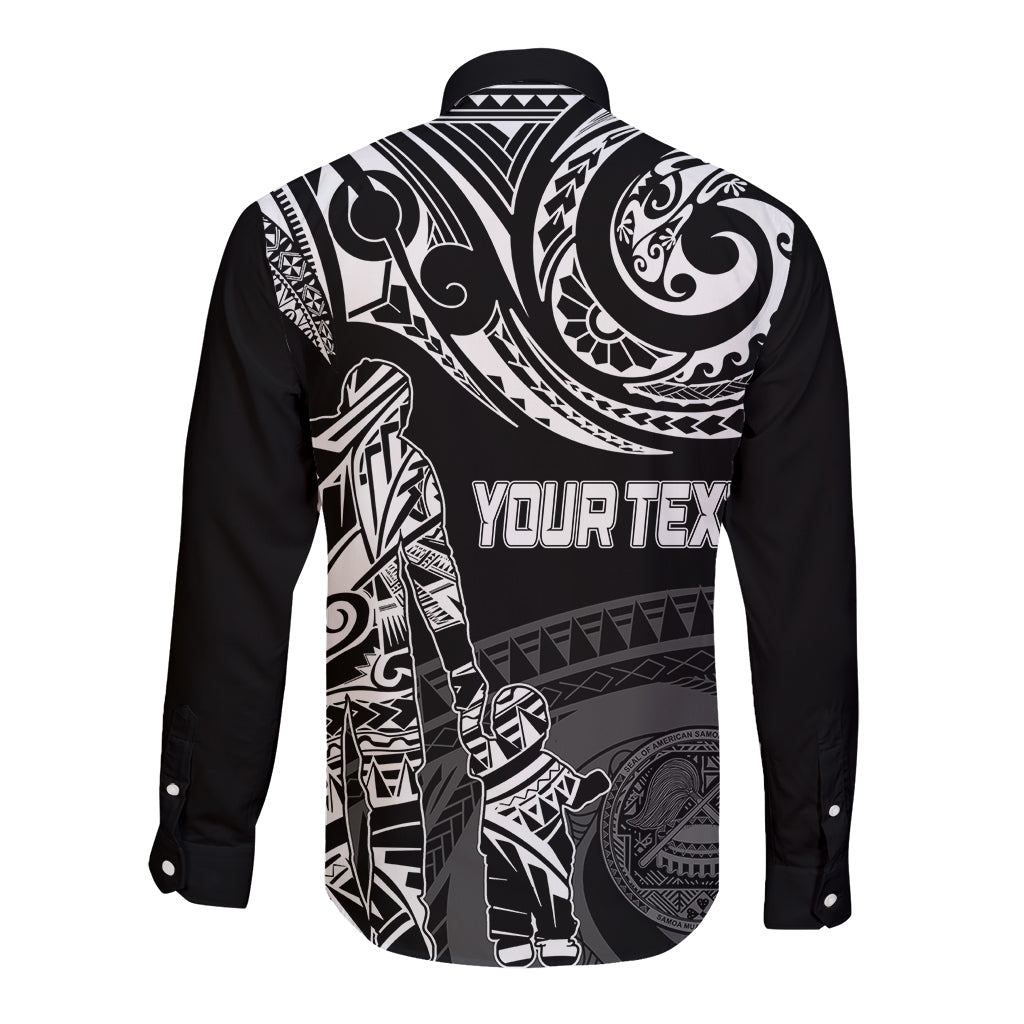 Personalised Father's Day American Samoa Long Sleeve Button Shirt Polynesian Dad & Kid LT7 - Polynesian Pride
