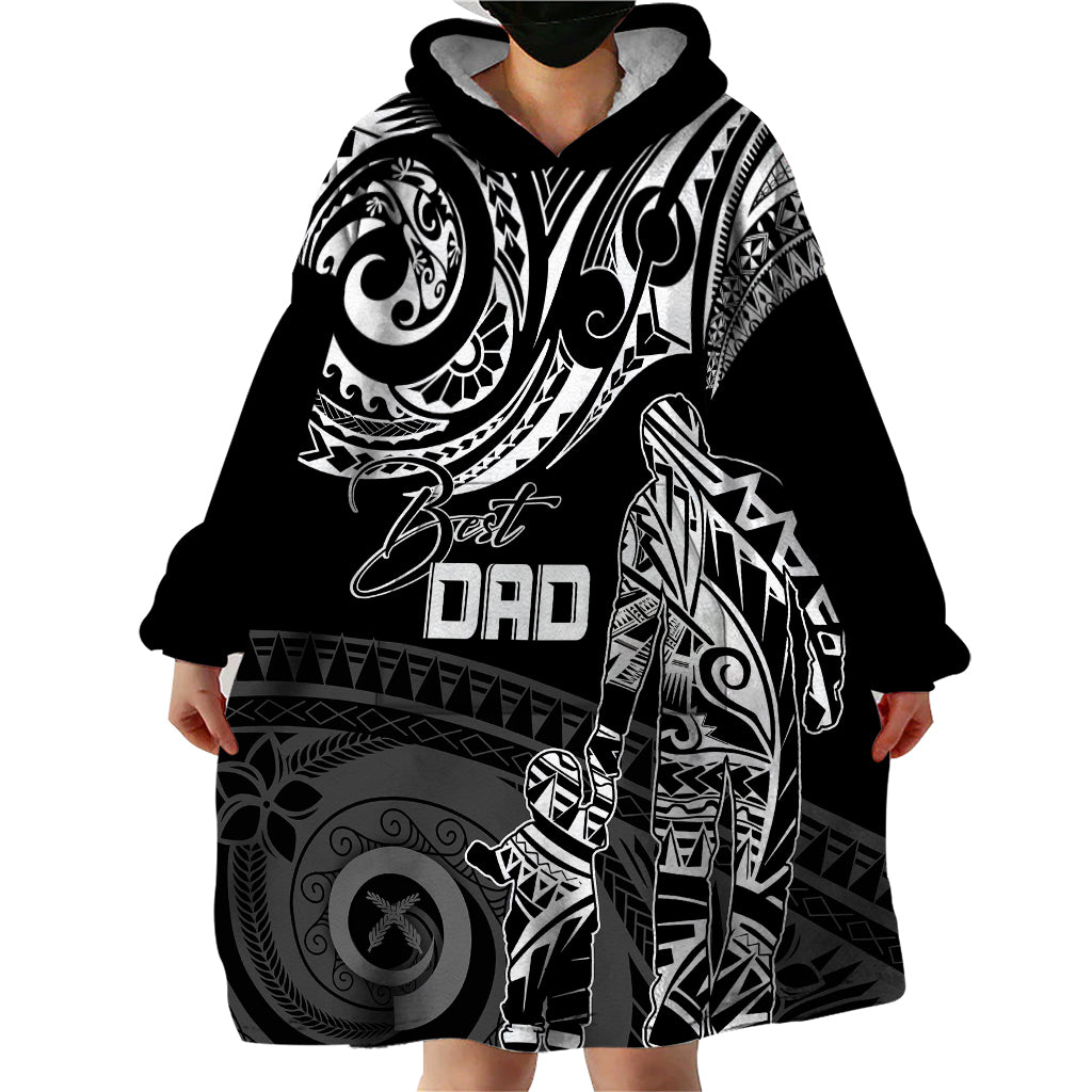 Personalised Father's Day Vanuatu Wearable Blanket Hoodie Polynesian Dad & Kid LT7 - Polynesian Pride
