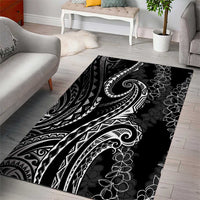 Polynesia Plumeria Lei Area Rug Black Curves Motif