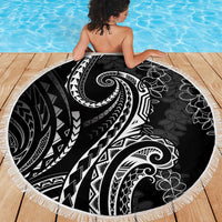 Polynesia Plumeria Lei Beach Blanket Black Curves Motif