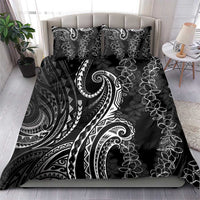 Polynesia Plumeria Lei Bedding Set Black Curves Motif