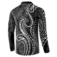Polynesia Plumeria Lei Button Sweatshirt Black Curves Motif