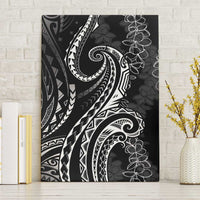 Polynesia Plumeria Lei Canvas Wall Art Black Curves Motif
