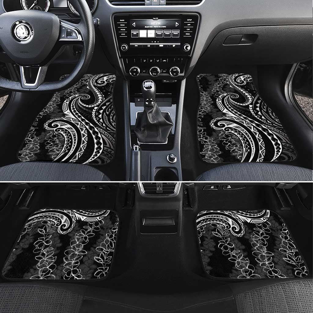 Polynesia Plumeria Lei Car Mats Black Curves Motif
