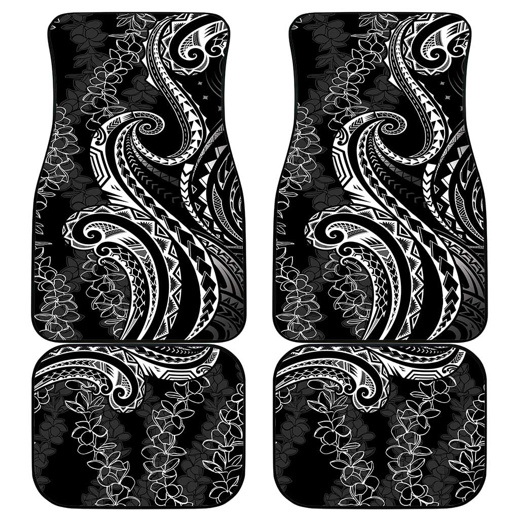 Polynesia Plumeria Lei Car Mats Black Curves Motif