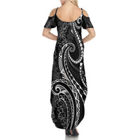 Polynesia Plumeria Lei Family Matching Summer Maxi Dress and Hawaiian Shirt Black Curves Motif