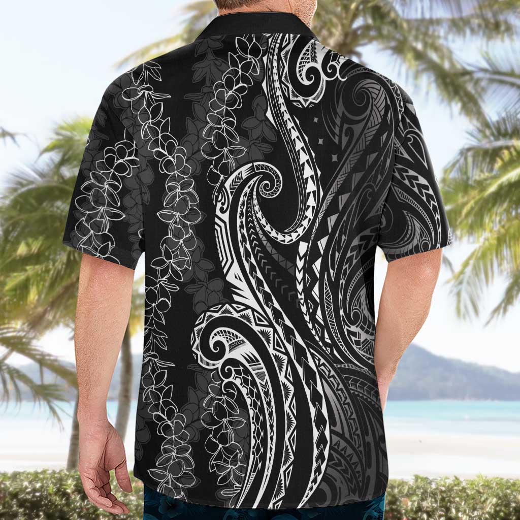 Polynesia Plumeria Lei Hawaiian Shirt Black Curves Motif
