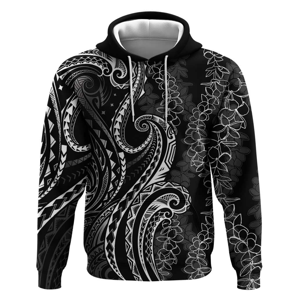 Polynesia Plumeria Lei Hoodie Black Curves Motif